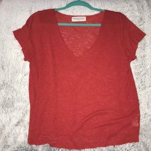 Red V-neck Project Social T-shirt